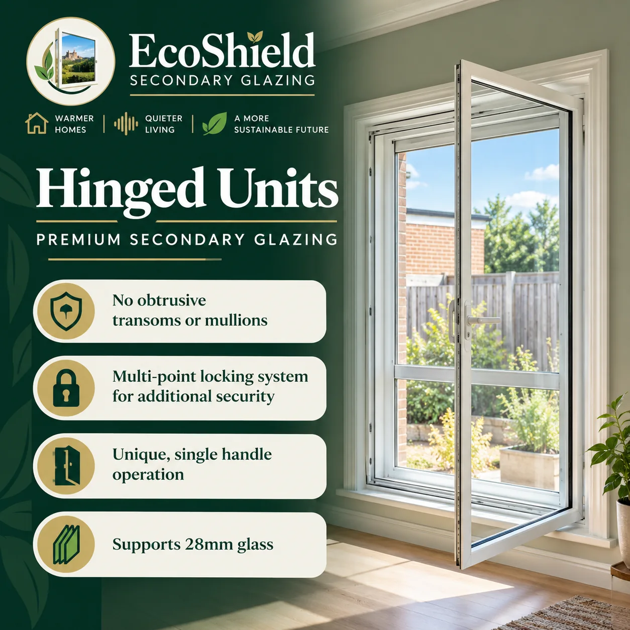 Hinged secondary glazing