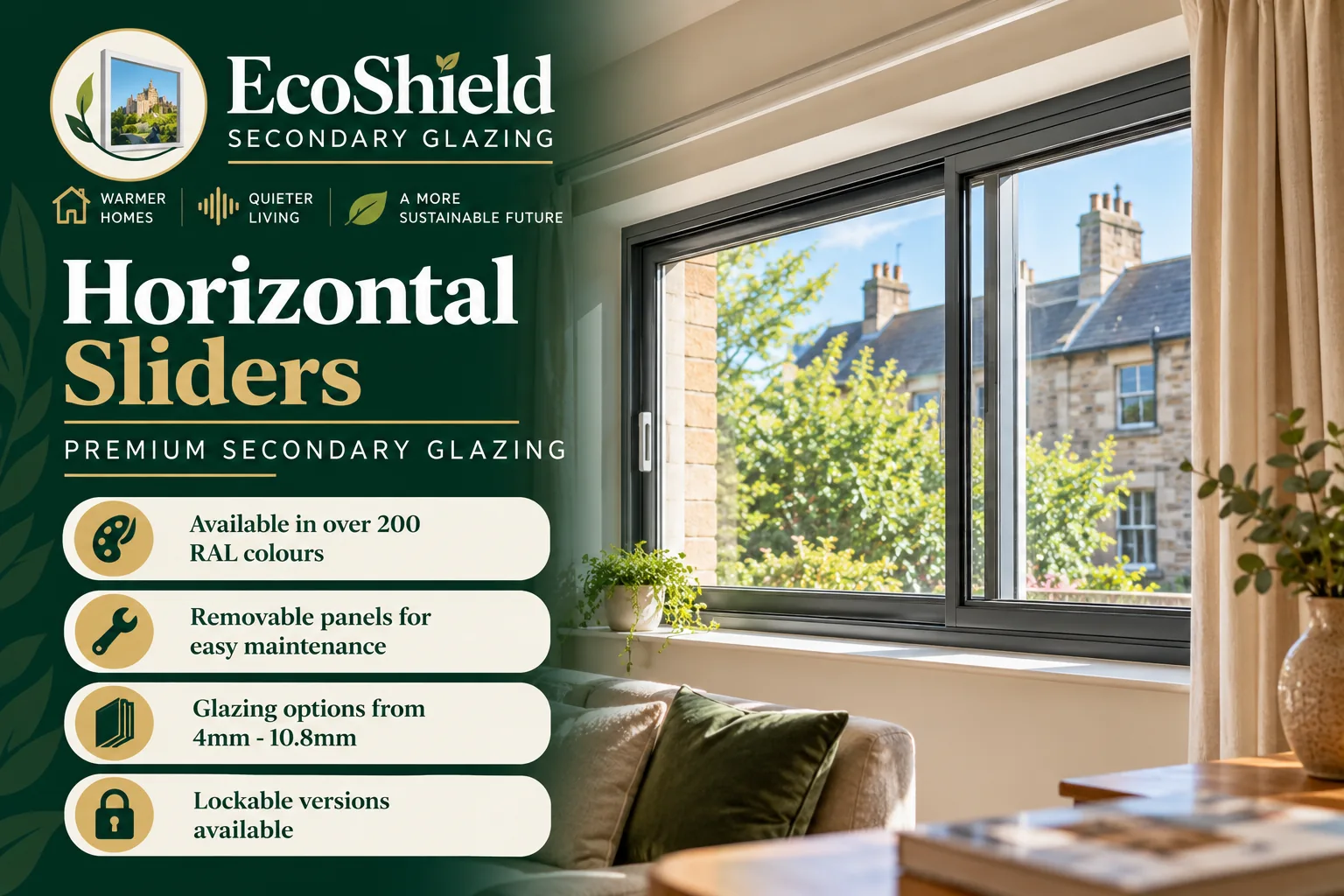 Horizontal sliding secondary glazing